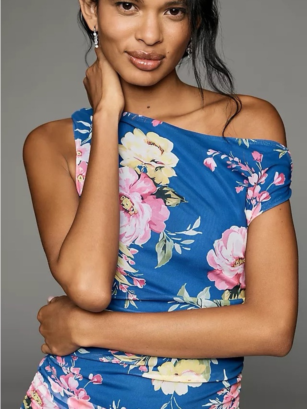 NWT By Anthropologie Off Shoulder Printed Mesh Maxi Dress Sz M